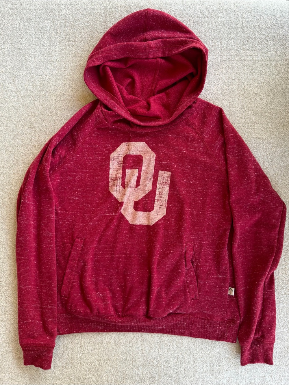 Colosseum Maroon Hoodie Sweater with Faded Logo - Women S University of Oklahoma